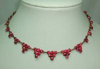 Vintage Art Deco Fab Pink Paste Diamante Triangle Drop Style Necklace