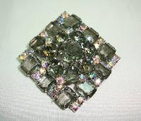 Vintage 50s Large AB Smoky Quartz Colour Diamante 3 Dimensional Brooch