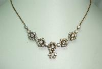 Vintage 30s Quality Articulated Paste Diamante Flower Drop Necklace 