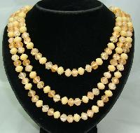 Vintage 50s 3 Row Peach Lucite Bead Necklace Fab Clasp!