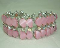 Vintage 50s Amazing Wide Pink Moonglow Lucite AB Diamante Bracelet 