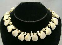 £26.00 - 1950s Mother of Pearl Teardrop & Gold Bead Necklace WOW
