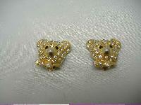 Vintage 80sTeddy Bear Head Diamante Clip On Earrings