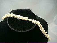 Stunning Antique Victorian Carved Bone Flower Bead Necklace WOW