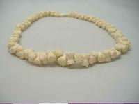 Stunning Antique Victorian Carved Bone Flower Bead Necklace WOW