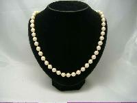 Vintage 50s Signed Vendome Glass Faux Pearl Bead Necklace 