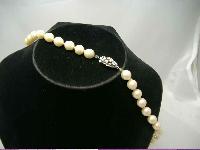 Vintage 50s Signed Vendome Glass Faux Pearl Bead Necklace 