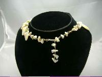1950s Mother of Pearl Teardrop & Gold Bead Necklace WOW