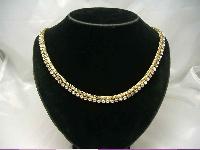 Vintage 50s Sparkling Diamante & Gold Mesh Necklace 